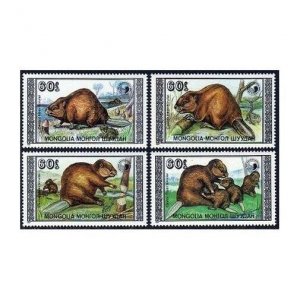 Mongolia 1758-1761, MNH. Michel 2021-2024. Beavers. 1989.