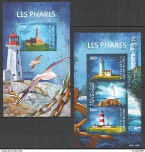2015 Central Africa Marine Life Architecture Lighthouses Phares Kb+Bl ** Ca325