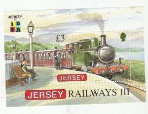 Jersey 2009  Railways Miniature Sheet with IBRA Logo NHM