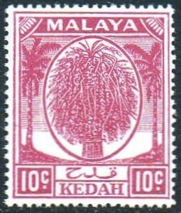 Kedah 1950 10c magenta MH