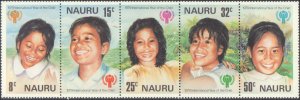 Nauru #205a, Complete Set, Strip of 5, 1979, Never Hinged