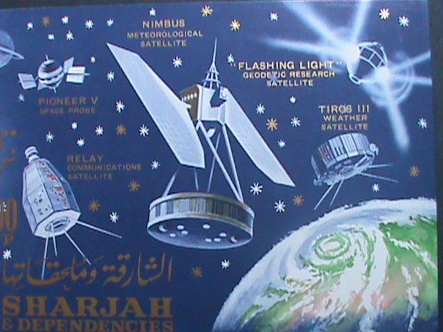 ​SHARJAH WORLD FAMOUS SATELLITES IN SPACE-IMPERF: MNH S/S SHEET-VERY FINE