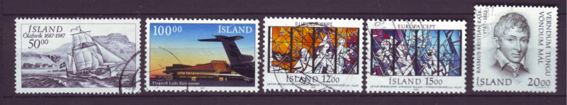 J18077 JLstamps 1987 iceland used #637-41, $5.35 scv designs