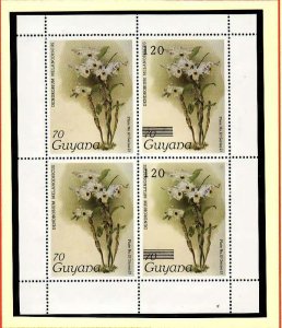 Guyana-Sc#1187,1681- id9-unused NH sheet of 4-two #1681 surcharged, 2 #1187 not-