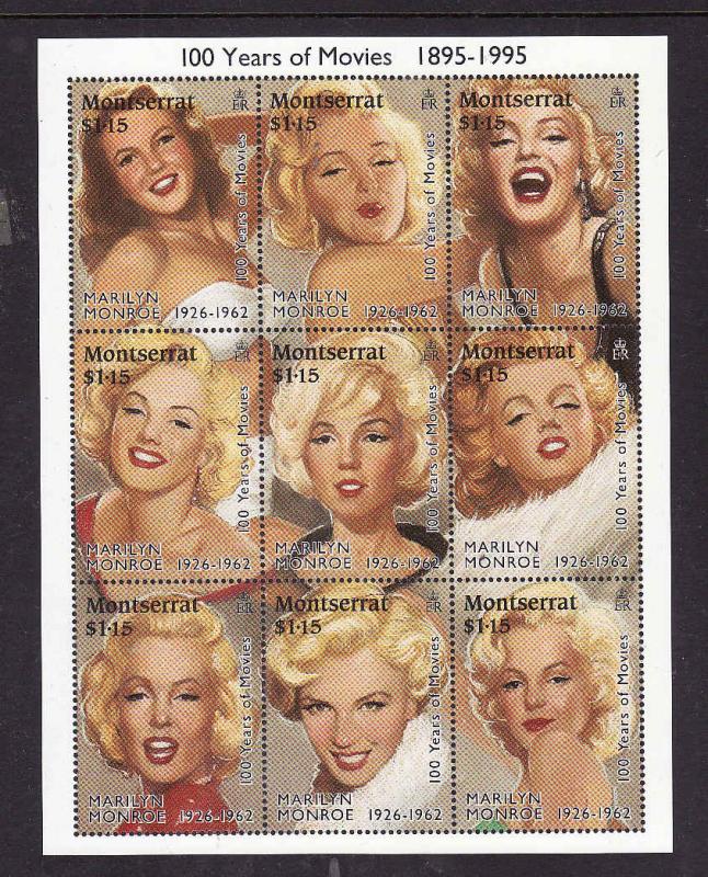 Montserrat-Sc#860-unused NH sheet-Marilyn Monroe-Movie Star-1995-