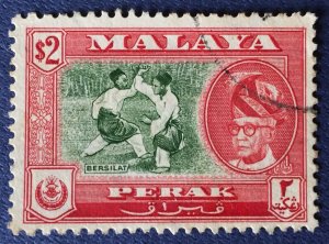 MALAYA 1957 PERAK Sultan Yussuf Izzuddin Shah Definitive $2 F USED SG#160 M5333