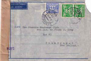 1945 Enschede, Netherlands to Taumarunui, New Zealand Airmail censored (C5875)