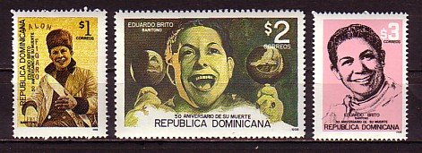 Dominican Rep., Scott cat. 1219-1221. Singer Eduardo Brito issue.