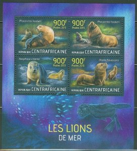 CENTRAL AFRICA  2013  SEA LIONS   SHEET MINT NH