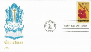 1974 FDC, #1550, 10c Christmas, Colonial Cachet
