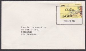 TOKELAU IS 1992 cover to NZ, scarce boxed ATAFU datestamp..................a3452