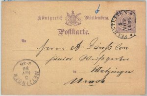 69949 - GERMANY: Wurttenberg - POSTAL HISTORY - Stationery Card FELDSTETTEN 1886