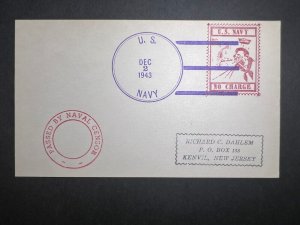 1943 USA Navy Censored Cover to Kenvil New Jersey NJ