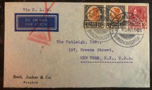 1938 Bangkok Thailand Airmail Commercial Cover New York USA Via KLM