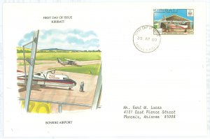 Kiribati 353 1980 Bonriki airport, aviation, airplanes, addressed, Postal Commerative Society FDC