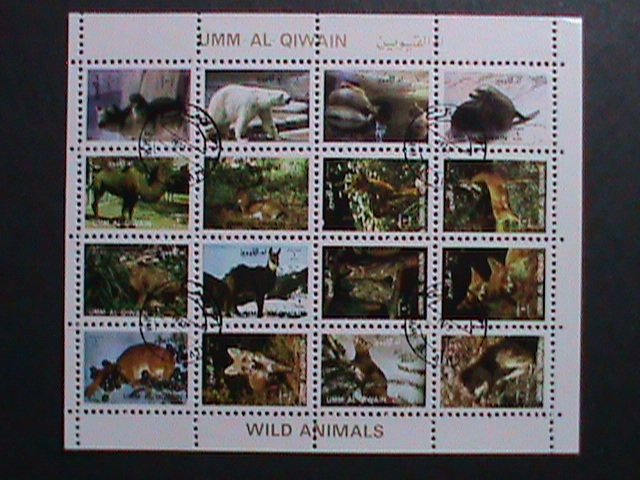 UMM AL QIWAIN-COLORFUL LOVELY WORLD WILD ANIMALS CTO MINI SHEET VERY FINE