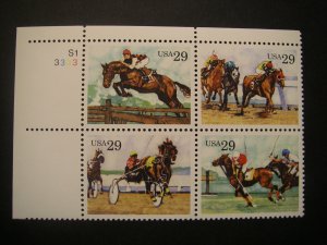 Scott 2759a, 29c Sporting Horses, PB4 #S1 3333 UL, MNH Commemorative Beauty