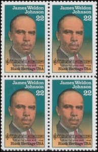 US 2371 Black Heritage James Weldon Johnson 22c block (4 stamps) MNH 1988 