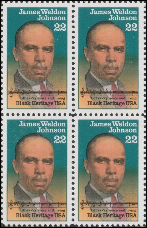 US 2371 Black Heritage James Weldon Johnson 22c block (4 stamps) MNH 1988 