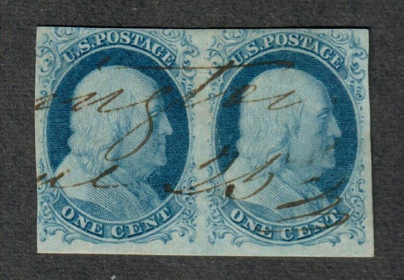 US Sc#7 Used/F-VF+, Pos 97L1E + 96L1E, Pair, Sound, C.v. $275