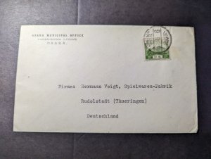 1929 Japan Cover Osaka to Rudolstadt Thueringen Germany