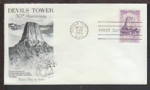 US 1084 Devil's Tower 1956 Fleetwood U/A FDC Z17