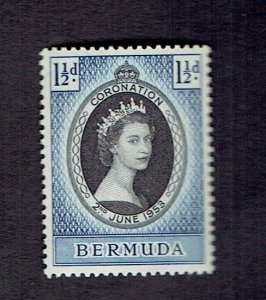 BERMUDA SCOTT#142 1953 1-1/2 QE II CORONATION - MNH