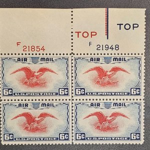 C23 Airmail block of 4 VF_OG-NH  top mark and 2 plate numbers cv 7.00