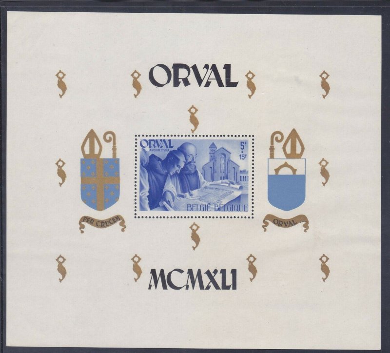 Belgium B303 Mint OG 1941 PERF & IMPERF Monks Studying ORVAL Souvenir Sheets