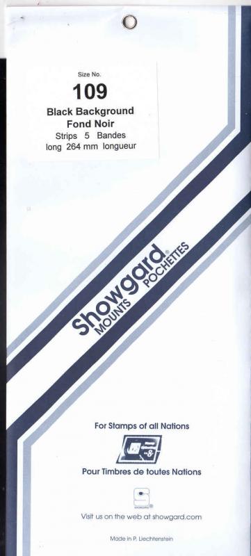 Showgard Stamp Mounts Size 109/264 BLACK Background Pack of 5