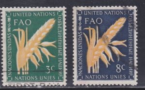 United Nations - New York # 23-24, FAO - Ear of Wheat, Used, 1/3 Cat.