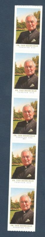 5242 US Father Theodore Hesburgh PNC Strip Of 5 Mint/nh FREE SHIPPING