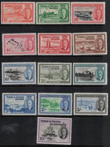 Turks and Caicos SC 105-117 MNH 1950 SCV$ 88.30 Set