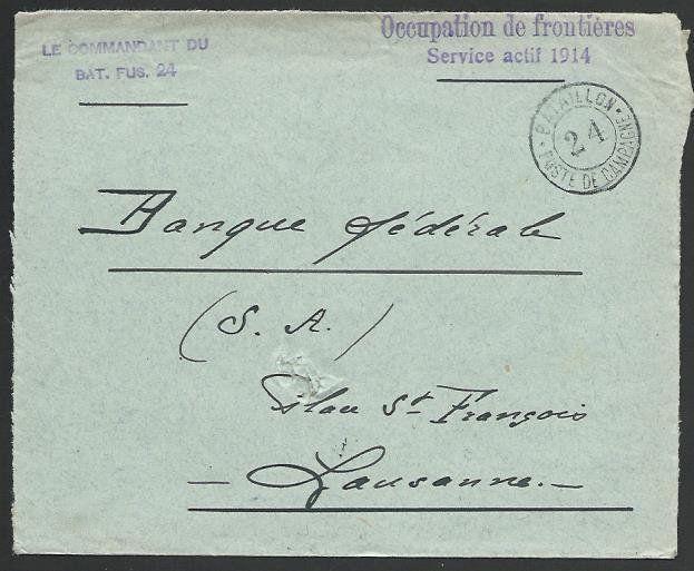 SWITZERLAND 1914 Military cover to Lausanne - Battaillon 24................58362