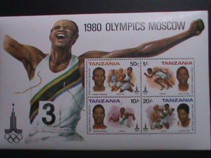 TANZANIA-1980-SC#160a 22ND OLYMPIC GAMES MOSCOW- MNH-S/S-VERY FINE