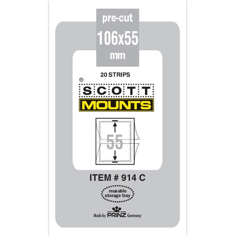 Scott/Prinz Pre-Cut Plate Block, FDC, Postal Card Stamp Mounts 106x55 #914 Clear