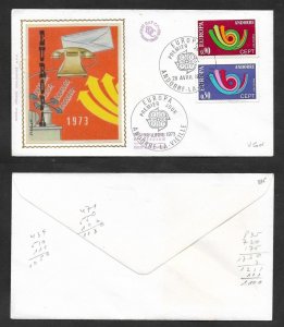 SD)1973 ANDORRA ON FIRST DAY, TELECOMMUNICATIONS, EUROPE COMMON DESIGN, XF