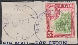 FIJI 1947 GVI 5d on piece NANUKULOA cds.....................................L525