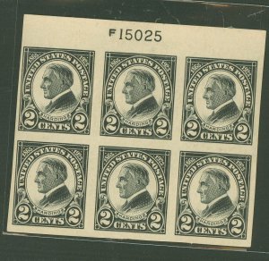 United States #611 Unused Plate Block