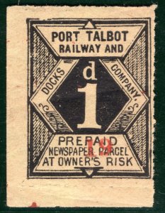 GB Wales *PORT TALBOT & DOCKS RAILWAY* Newspaper Parcel Stamp QV 1d Mint WHB32