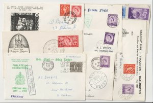 GB QEII Philatelic Covers. Late 1950s - early 60's. TPO, Parachute, Paquebot etc