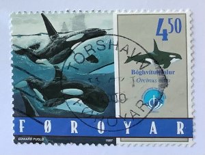 Faroe Islands 1998 Scott 340 used - 4.50 kr, Year of the Sea, Killer Whale, Orca