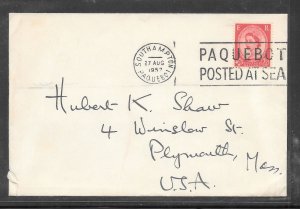 Just Fun Cover  #296 ? Southampton Liner Posted at Sea AUG/27/1957 (my2797)