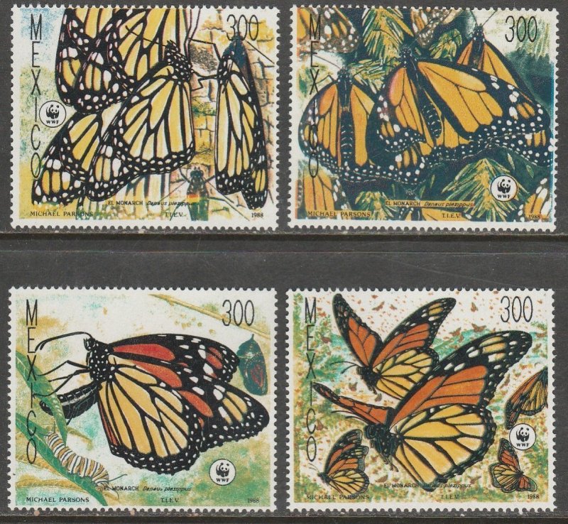 MEXICO 1559-1562, Monarch Butterflies, World Wildlife Fund MINT SET NH. VF.