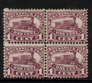 New Brunswick #6 Mint Fine Block - Bottom Stamps Never Hinged Top Stamps Hinged