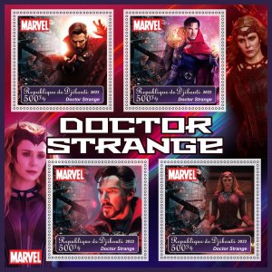 Stamps. Cinema, Marvel, Doctor Strange 2022 year 1+1 sheets perforated Djibouti