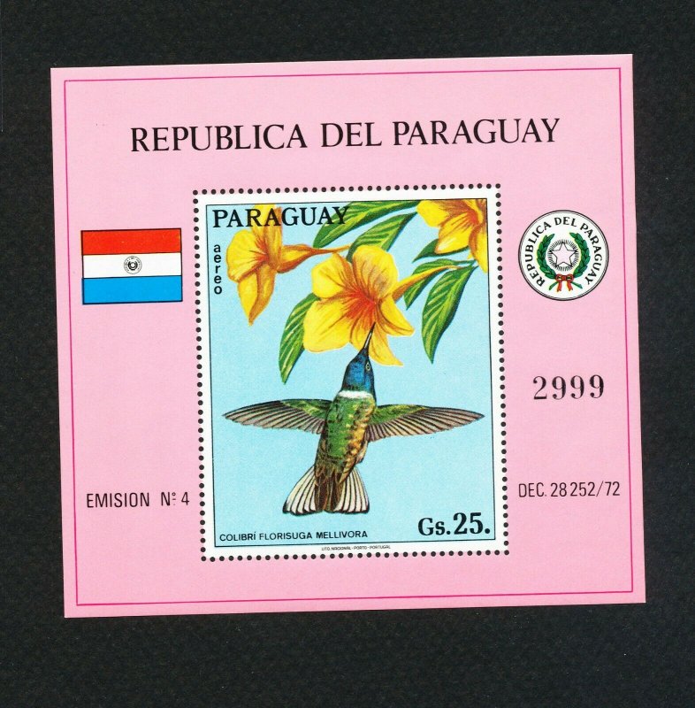 PARAGUAY - Scott 1523 -  VFMNH S/S - Hummingbird - bird topical - 1972