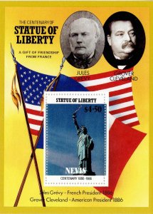 Nevis 1986 Sc 519 Souvenir Sheet Statue of Liberty Crevy Cleveland M/S MNH Perf