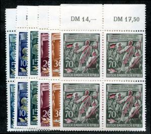 Germany: East (DDR) 259-264 MNH Blks 4, numbers