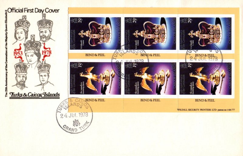 Turks and Ciacos 354e Booklet Pane U/A FDC